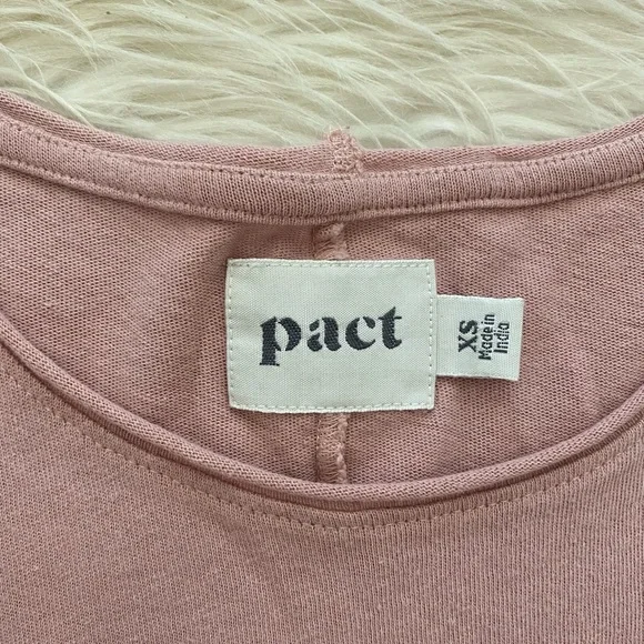 Pact Blush Pink Organic Cotton Linen Short Sleeve Tee Shirt - Picture 4 of 6